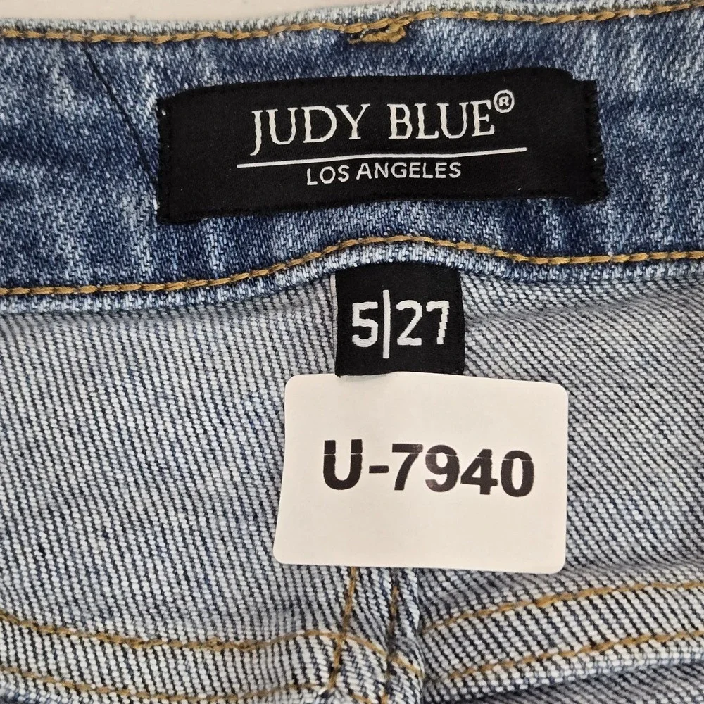 Judy Blue Women Jeans 5/27 Light Denim JB8814‎ Skinny Distressed Raw Hem